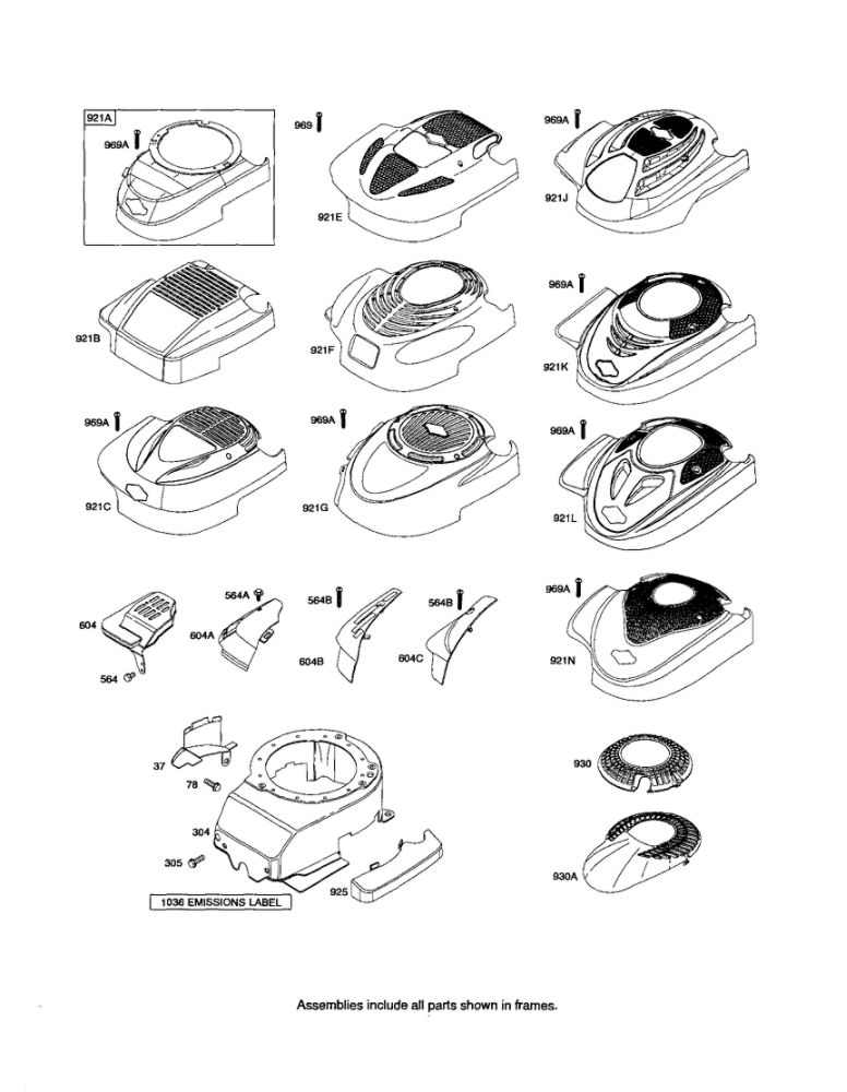 Blower Housing Diagram and Parts List for 123K00 0005-3717 Briggs and Stratton Engine